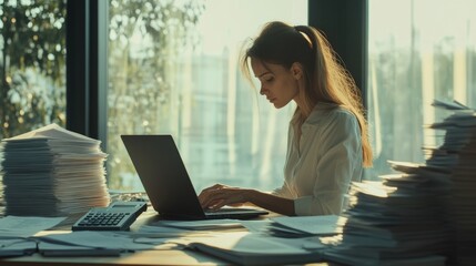 Focused Professional Working in Office