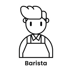 Barista avatar character outline design style, Editable vector stroke outline