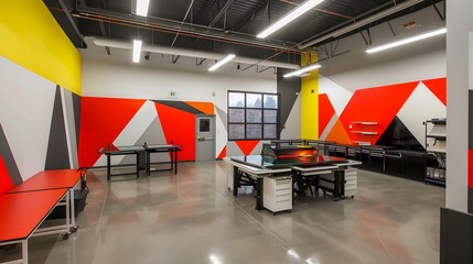 Glass fusion process molten glass creating abstract and vibrant designs in a modern studio