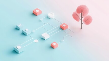 A digital flowchart illustrating the processes and procedures for complying with GDPR regulations, showcasing the steps involved in data protection.