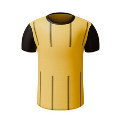 3D football jersey. Sport t-shirt with O neck with yellow black line stripe design to represent dortmund football. Concept for soccer team uniform or football apparel mock up.
