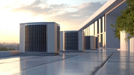 Obraz premium Modern External Air Conditioning Units on Rooftop