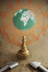 A chess board creatively featuring a world map