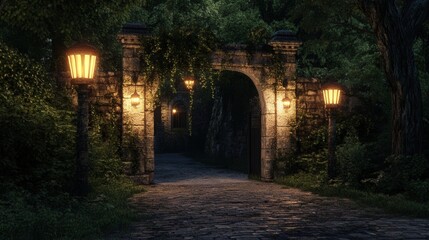 Obraz premium Enchanted Gateway at Night