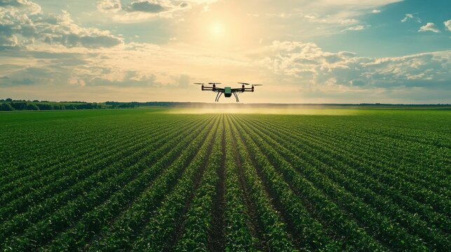 Aerial Farming with Drone Over Fields