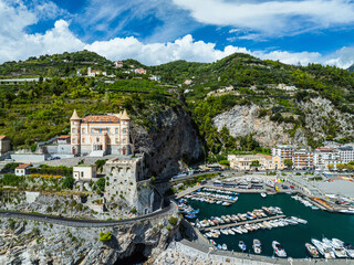 Obraz premium Maiori from a drone, Amalfi Coast, Salerno, Campania, Italy