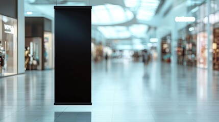 Matte Black Vertical Banner in Modern Space