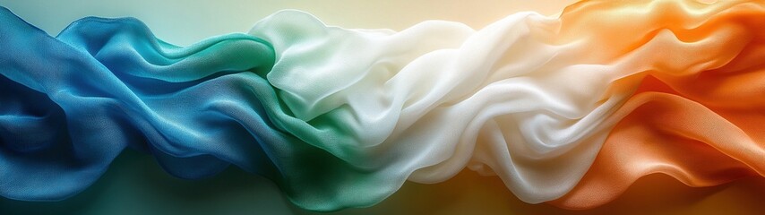 Obraz premium Colorful Abstract Waves of Blue, White, and Green Creating a Serene and Calming Visual Experience