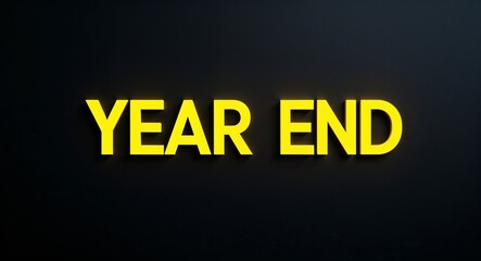 Obraz premium year end word lettering with yellow glow on plain black dark background
