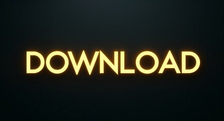 Download word lettering with yellow glow on plain black dark background
