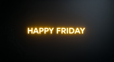 Obraz premium happy Friday word lettering with yellow glow on plain black dark background