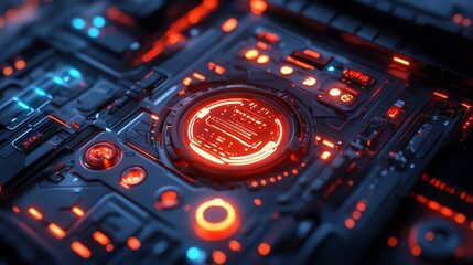 Obraz premium Tech product label, futuristic design, 3D illustration