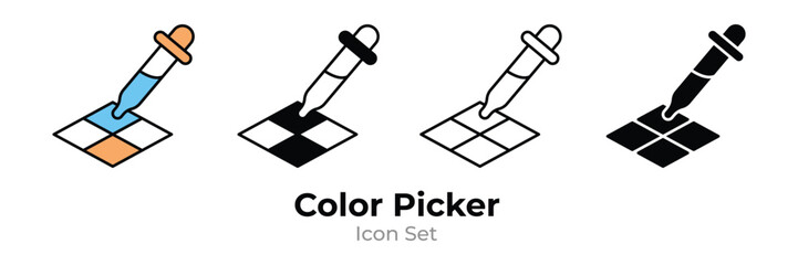 Set of Color Picker icon Collection. Eyedropper, Oil droplet, Chemical picker symbol. Vector Illustration.