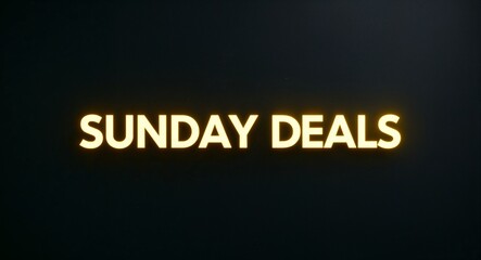 Obraz premium Sunday deals word lettering with yellow glow on plain black dark background