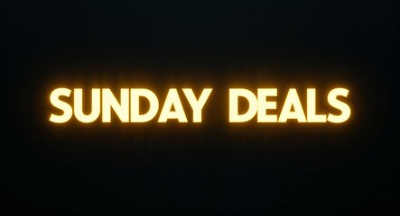 Obraz premium Sunday deals word lettering with yellow glow on plain black dark background