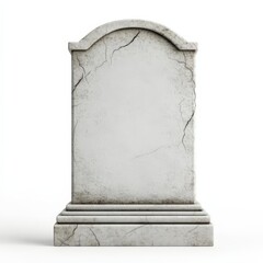 A tombstone clipart, Halloween element, 3D illustration, cracked gray, isolated on white background