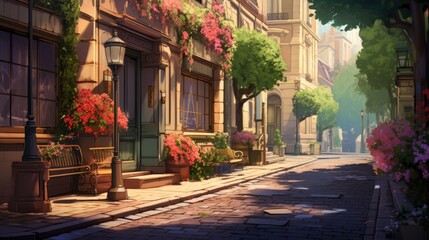 Fototapeta premium A Sunny Day in a European Street