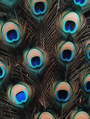 Vivid Peacock Feathers on a Gray Background