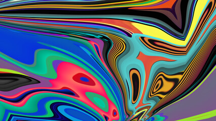 Colorful abstract psychedelic and fluid background for music, Happy New Year 2024