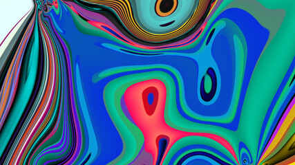Colorful abstract psychedelic and fluid background for music, Happy New Year 2024