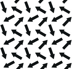 Vector seamless pattern of flat arrow silhouette isolated on white background