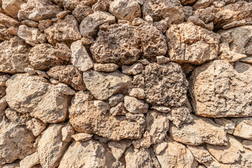 Coral stone wall in Al Qassar heritage village on Farasan island, Saudi Arabia