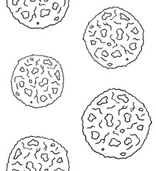 Vector seamless pattern of hand drawn sketch doodle outline cookies isolated on white background