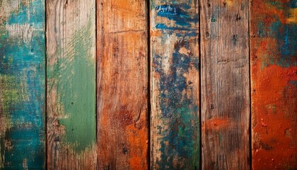 Obraz premium Old wooden textured wall with rough colors planks and visible wood grain for Background