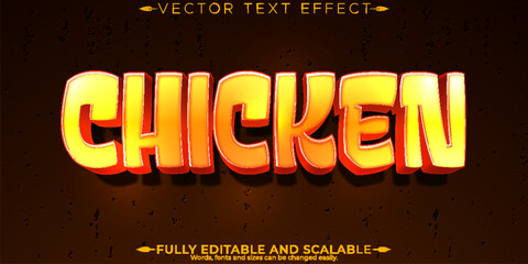 Chicken editable text effect, editable poultry and bird text style