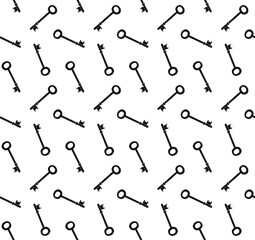 Vector seamless pattern of hand drawn sketch doodle key isolated on white background