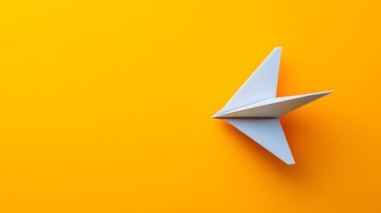 Naklejka premium Business success, innovation and solution concept, Paper plane and business strategy on yellow background. 