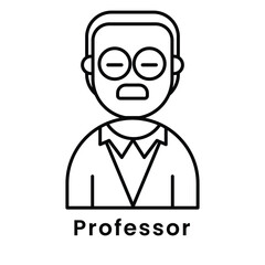 avatar character professor outline design style, Editable vector stroke outline