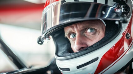 Intense Close-Up of a Car Driver During a Race
