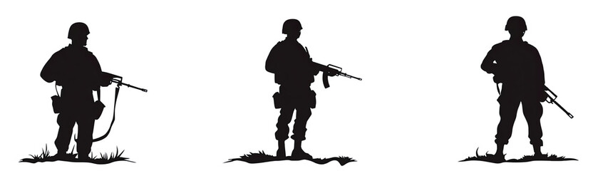 Veteran Day Remembrance Backgrounds. Featuring the Silhouettes of Soldiers, Pearl Harbor Tribute, and Remembrance Day Line Art.. Isolated on a Transparent Background. Cutout PNG.