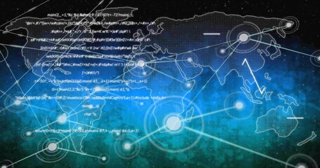 Image of network of connections with spots over world map