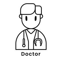 avatar character doctor  outline design style, Editable vector stroke outline