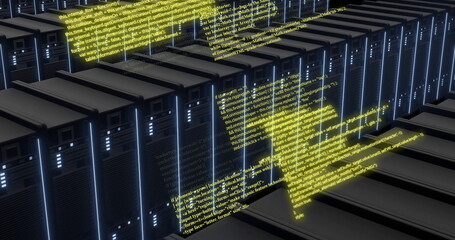 Image of digital data processing over computer servers