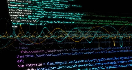 Image of circuit board and digital data processing over computer servers