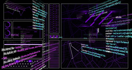 Image of data processing over black background
