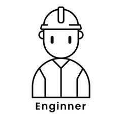 Engineer avatar character outline design style, Editable vector stroke outline