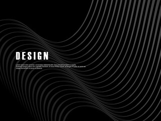 Abstract futuristic dark black background with wave design. Realistic 3d wallpaper with luxurious flowing lines. Perfect background for posters, websites, brochures, banners, applications, etc.