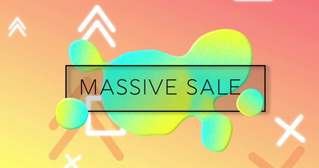 Fototapeta premium Image of massive sale text over vibrant pattern background