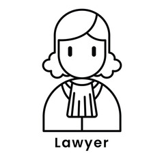 Lawyer avatar character outline design style, Editable vector stroke outline