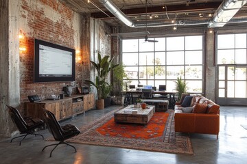 Creative Minds Unite: Young Entrepreneurs Brainstorm in a Chic Industrial Office Space