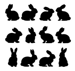 Simple Rabbit Silhouette Vector Illustration