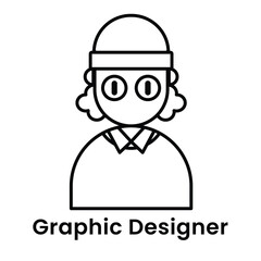 avatar character graphic designer outline design style, Editable vector stroke outline