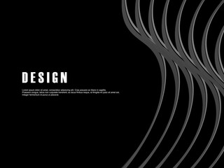 Abstract futuristic dark black background with wave design. Realistic 3d wallpaper with luxurious flowing lines. Perfect background for posters, websites, brochures, banners, applications, etc.