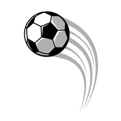 Football ball vector illustration. Soccer ball flying fast.