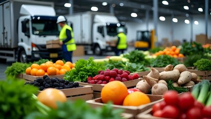 Fresh Produce in Warehouse with Forklift