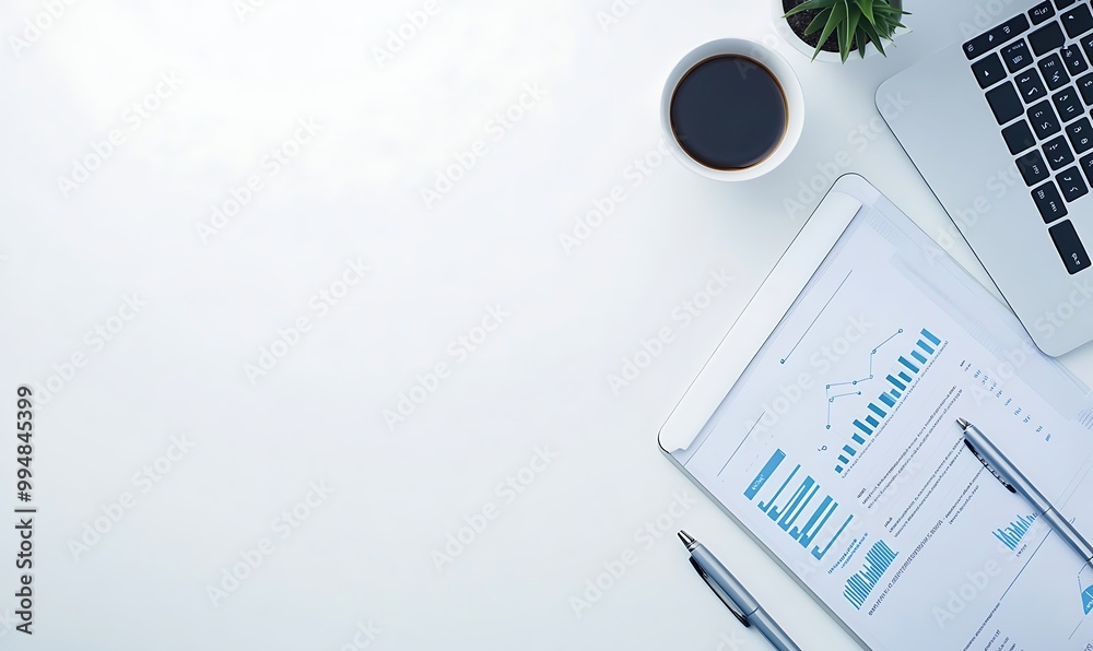 Poster business workspace with key metrics and strategy ideas